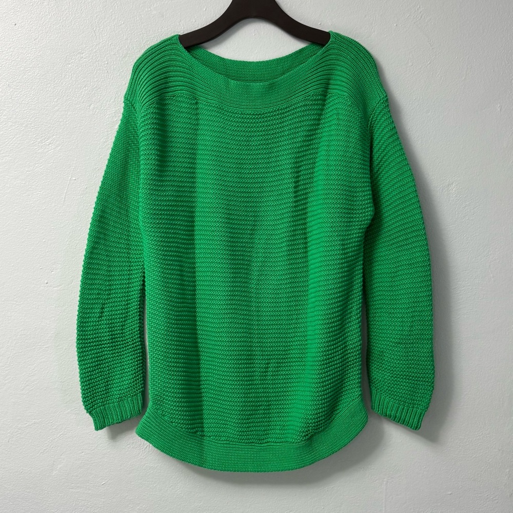 Ralph Lauren 100% Cotton Bright Green Crewneck Knit Sweater